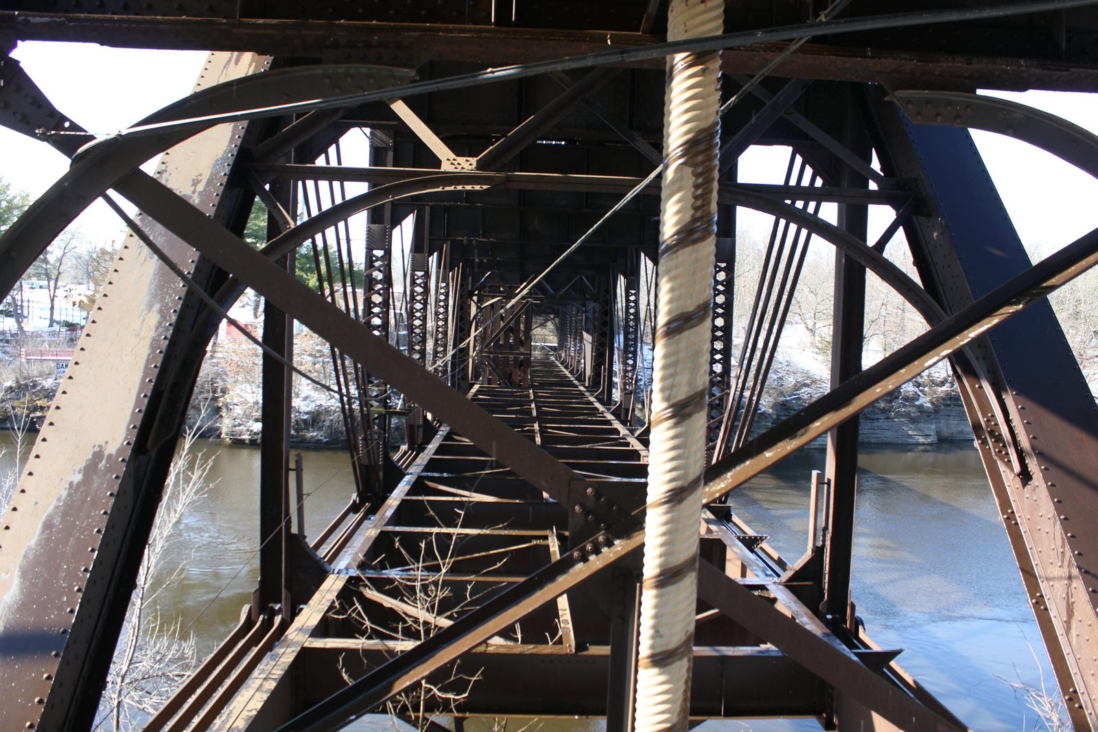 Looking west inside truss